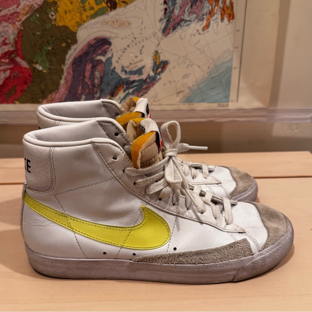 Nike Blazer Mid '77 White and Opti Yellow Sneakers Size 9 Euro 40.5